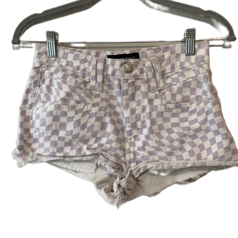 Aeropostale Checkered Psychedelic Shorty Jean Shorts